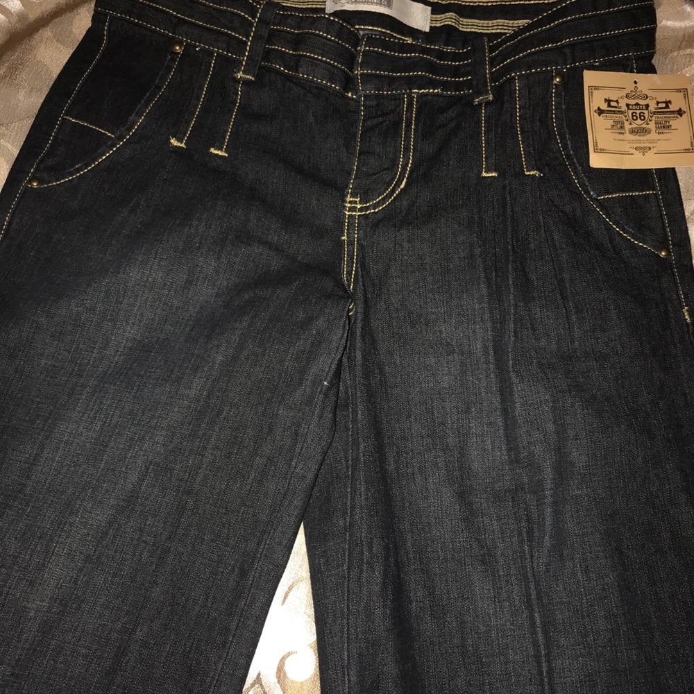 Route 66- dark blue wide,stretch denim pants/jeans
